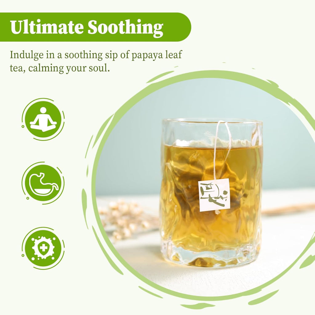 FullChea - Papaya Leaf Tea Bags, 50 Teabags - Natural Herbal Tea with Dried Papaya Leaves - Caffeine-Free Wellness Tea