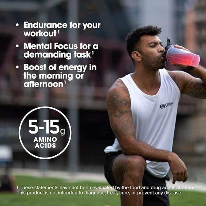 Optimum Nutrition Amino Energy Powder – Energy & Focus Pre Workout with Amino Acids, BCAA, Green Tea Caffeine & Coffee, Muscle Recovery Support – Strawberry Lime, 30 Servings (Packaging May Vary)