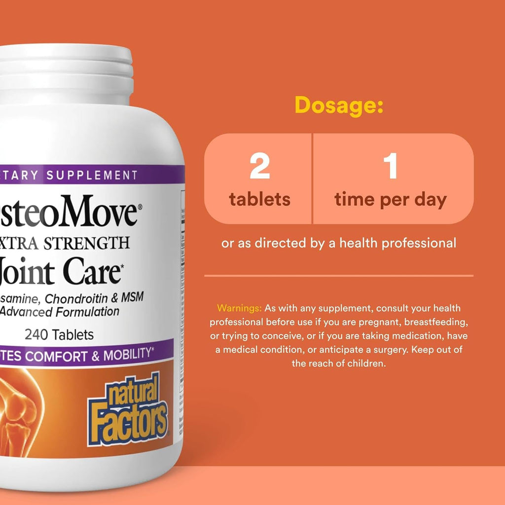 Natural Factors, OsteoMove Joint Care, Extra Strength Support for Joint and Bone Health, Non-GMO, 240 tablets (120 servings)