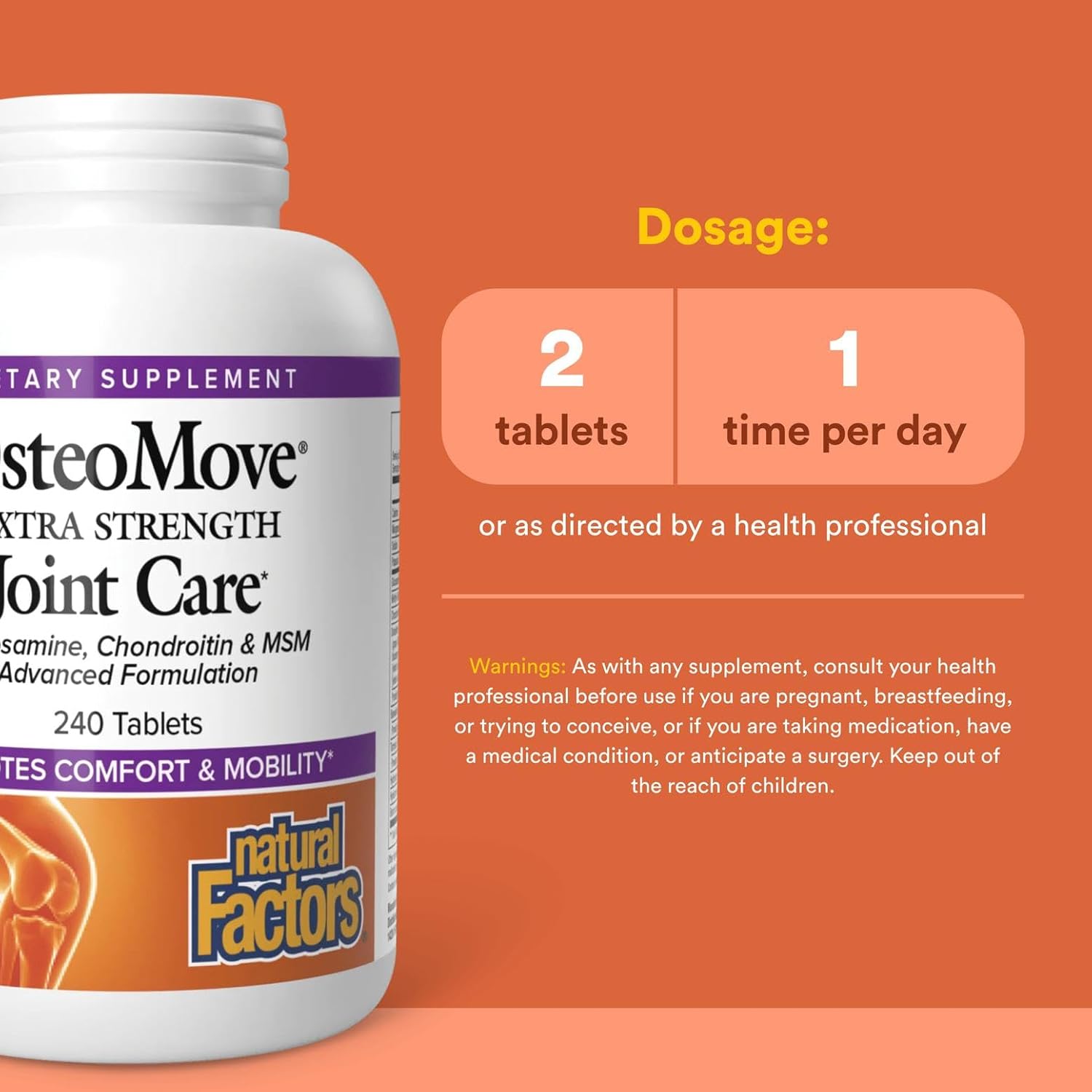 Natural Factors, OsteoMove Joint Care, Extra Strength Support for Joint and Bone Health, Non-GMO, 240 tablets (120 servings)