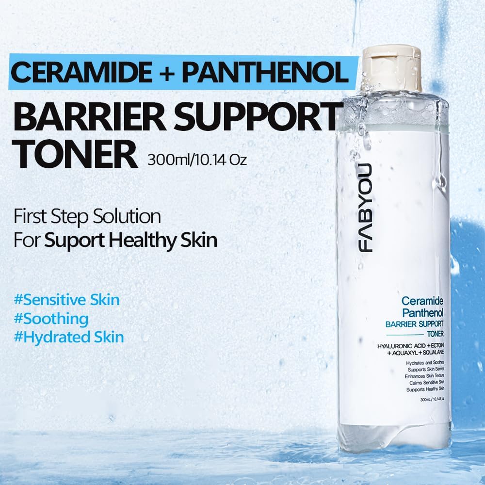 Ceramide Panthenol Barrier Support Toner 10.14 fl oz - Hydrating Facial Toner for Sensitive Skin, Barrier Repair & Soothing with 8 Types of Hyaluronic Acid, Korean Skincare
