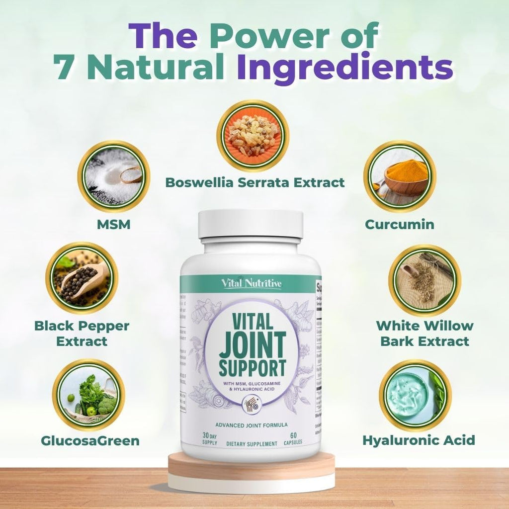 Joint Support Supplement for Men and Women – Glucosamine, MSM, Hyaluronic Acid, and Turmeric – Supports Joint Health – 30 Days Supply