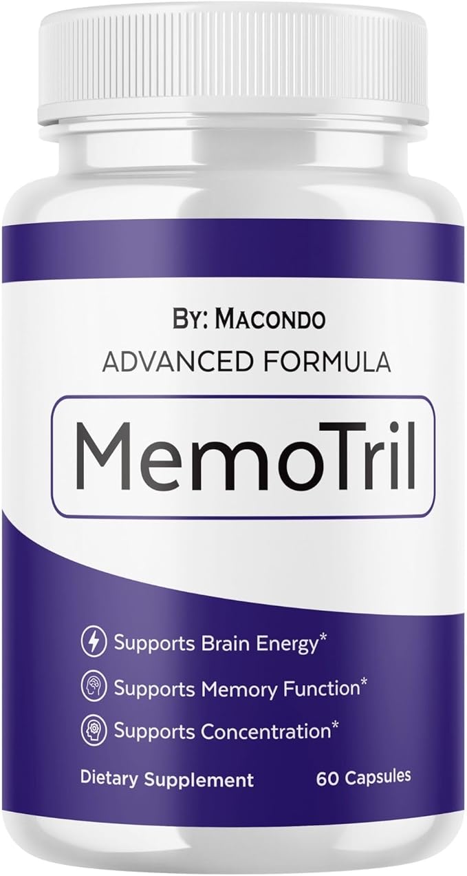Memotril Capsules - Official Memo Tril Advanced Brain Health Supplement Support, All Natural Formula Vitamins for Overall Health & Wellness - 60 Capsules for 1 Month