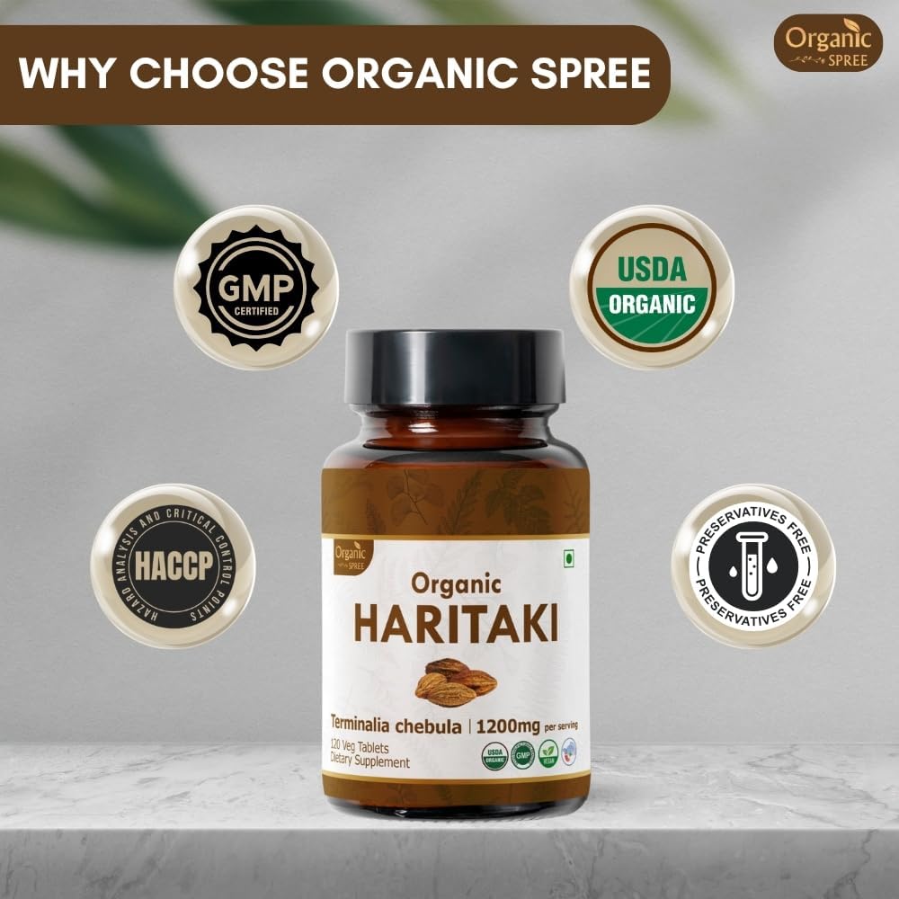 Haritaki 120 Tablets – USDA Organic Terminalia Chebula – Supports Digestion & Detoxification* - Pack of 2