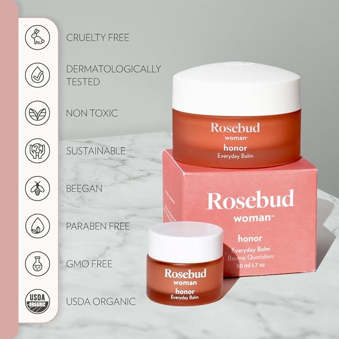 Rosebud Woman Honor Vaginal Moisturizer Balm – Natural Feminine Care for Dryness, Irritation & Itch Relief – Hormone-Free, Organic, OB/GYN-Approved Intimate Hydration (90-Day Supply)