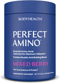 BodyHealth PerfectAmino Powder - BCAA and EAA Powder for Pre and Post Workout - Amino Acid Energy Drink for Men and Women to Support Lean Muscle and Recovery - Mixed Berry - 60 Servings