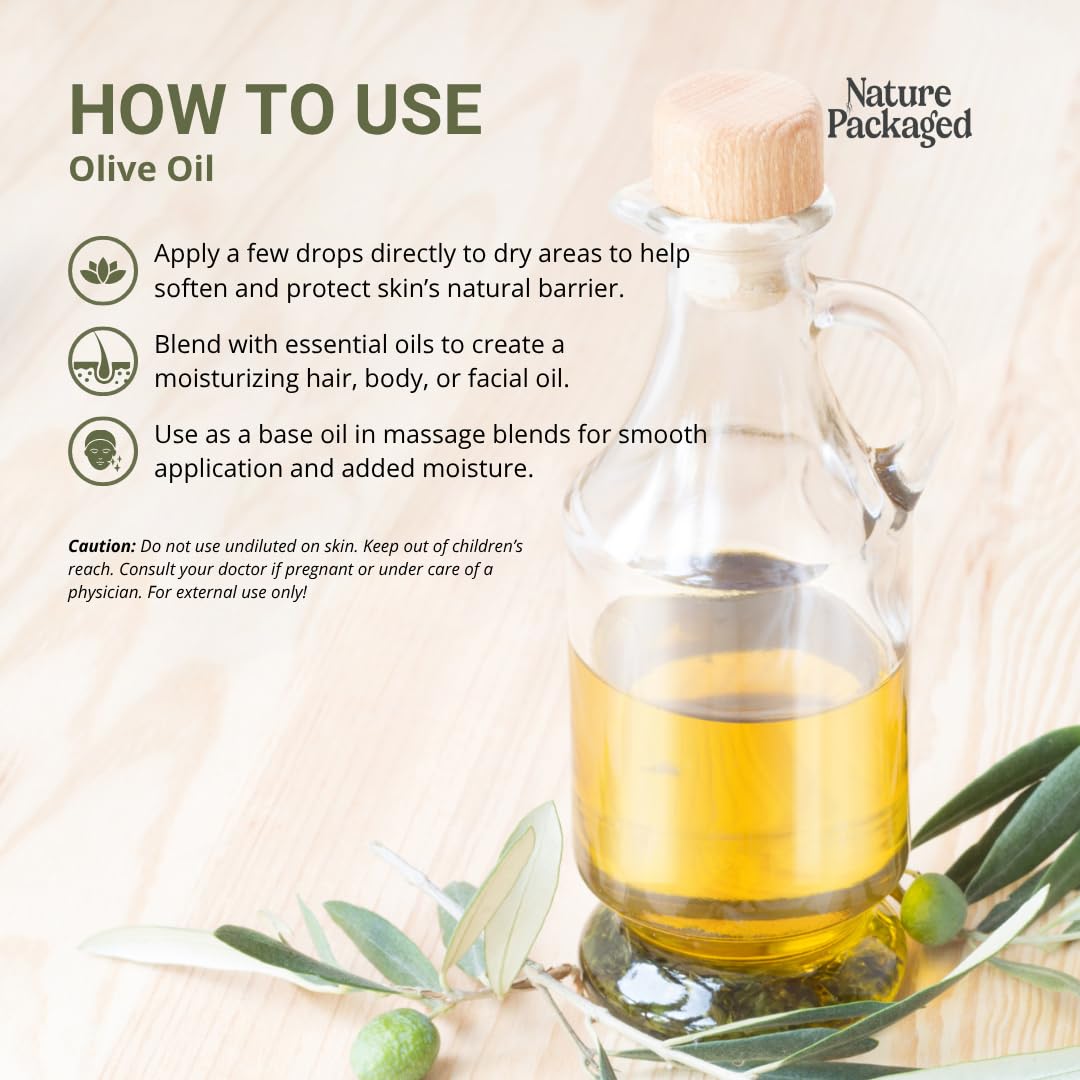 Olive Oil - 100% Pure Cold Pressed Natural Olive Oil (Aceite de Oliva) for Essential Oils Dilution, Massage & Skincare - Premium Grade (16oz)