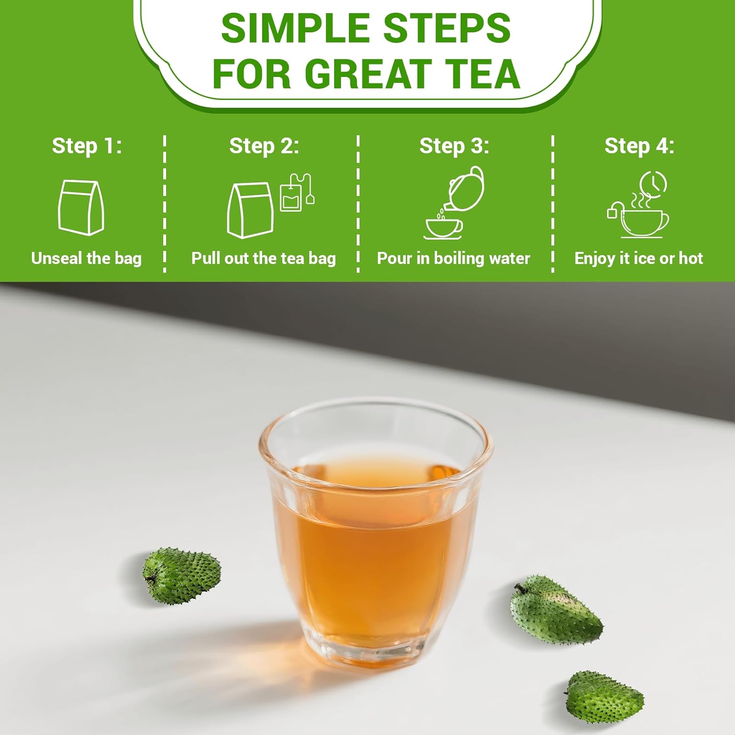 Soursop Graviola Leaf Tea Bags - Caffeine & Sugar Free, 20 Teabags