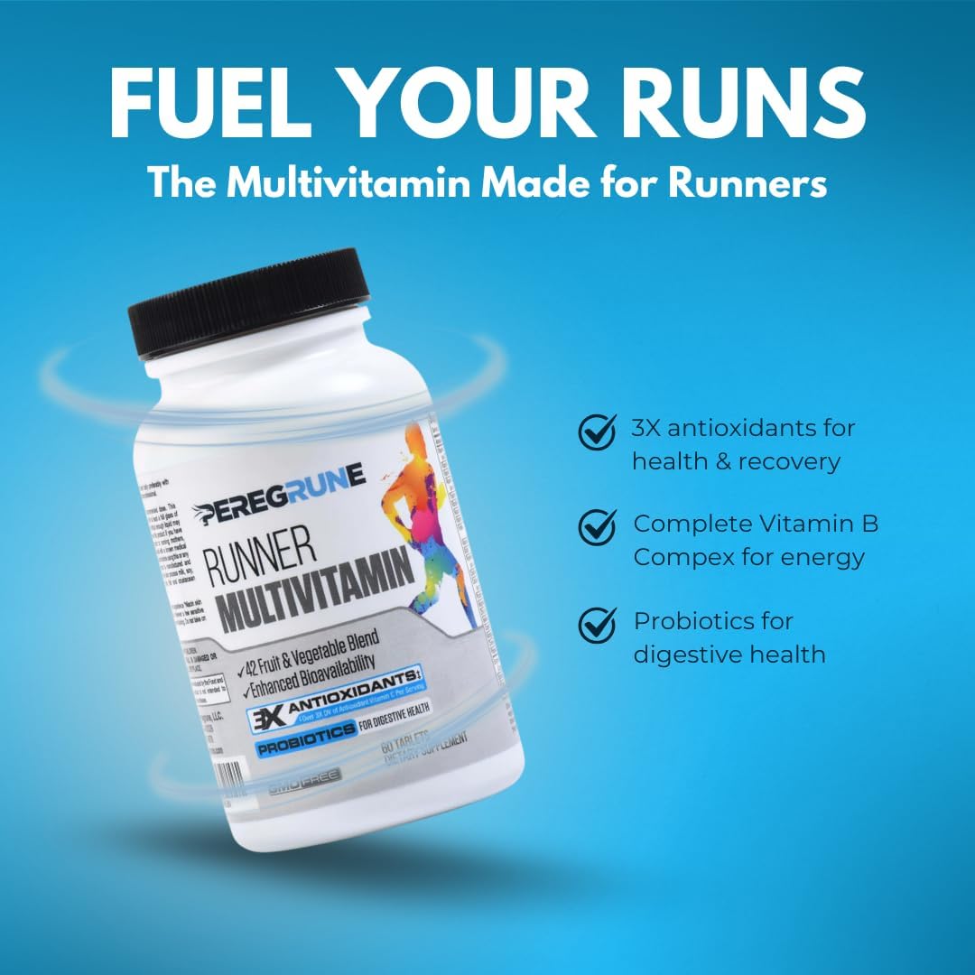 Runner Multivitamin & Joint Support Supplement – Antioxidants, Vitamin B Complex, Probiotics for Health, Energy, Endurance, Recovery - Glucosamine Chondroitin, MSM – GMP Running Supplements