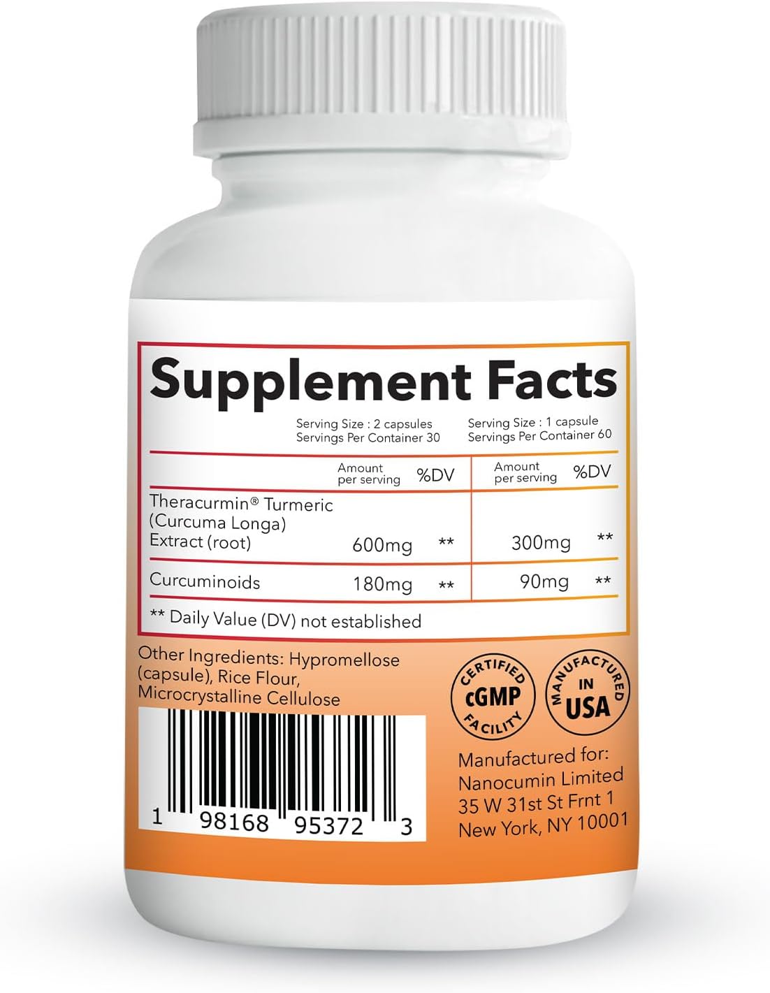 Theracurmin Turmeric Curcumin Supplement, 60 Count, High Absorption Turmeric & Curcumin -Joint Support Supplement - 42.6X More Bioavailablity