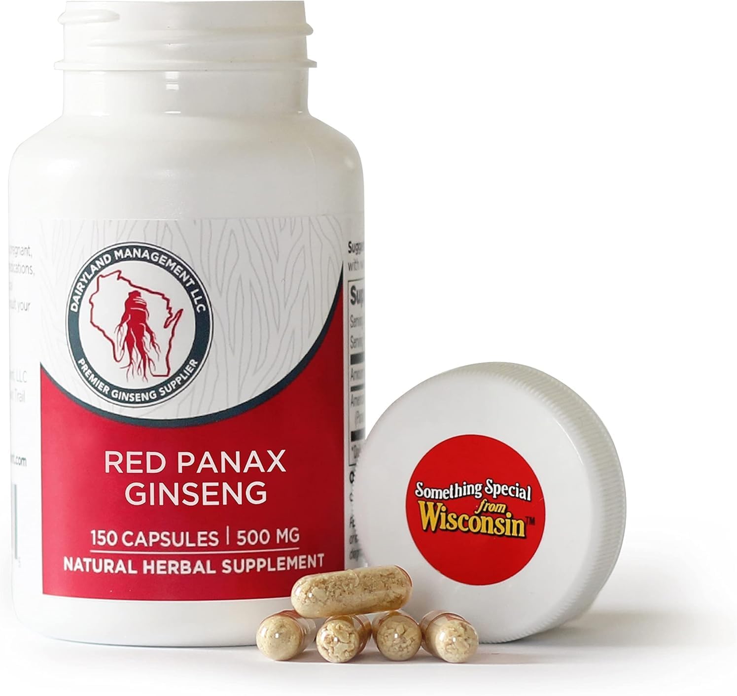 100% Authentic Korean Red Panax Ginseng Capsules -500 mg. Potent Ground Ginseng Root Extract Powder - No Fillers, Binders or Other Additives. (150 ct)