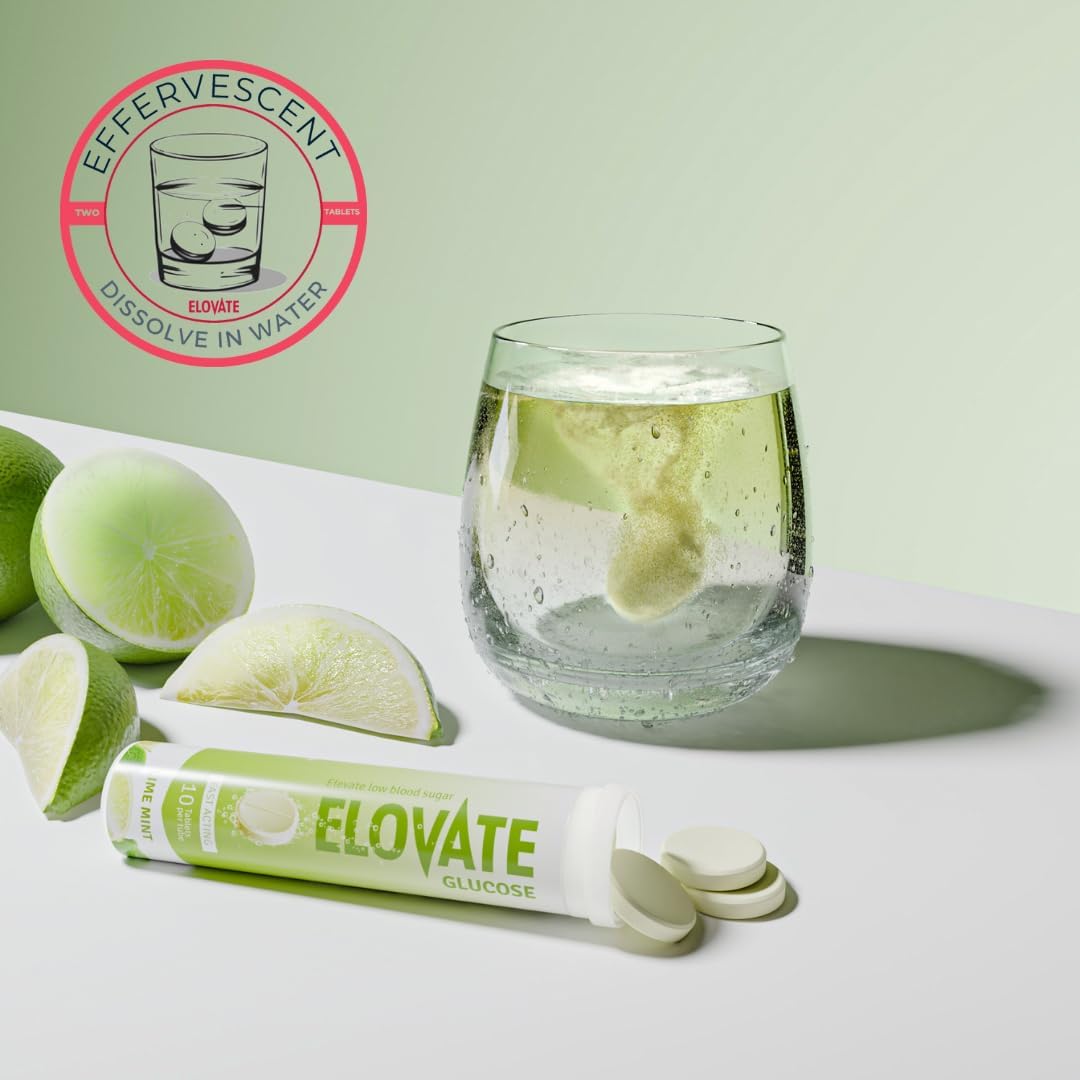 Effervescent Glucose Tablets - Fast Acting Hydration for Sports, Travel, & More - 10 Tablets Per Tube (Pack of 20 Lime Mint)
