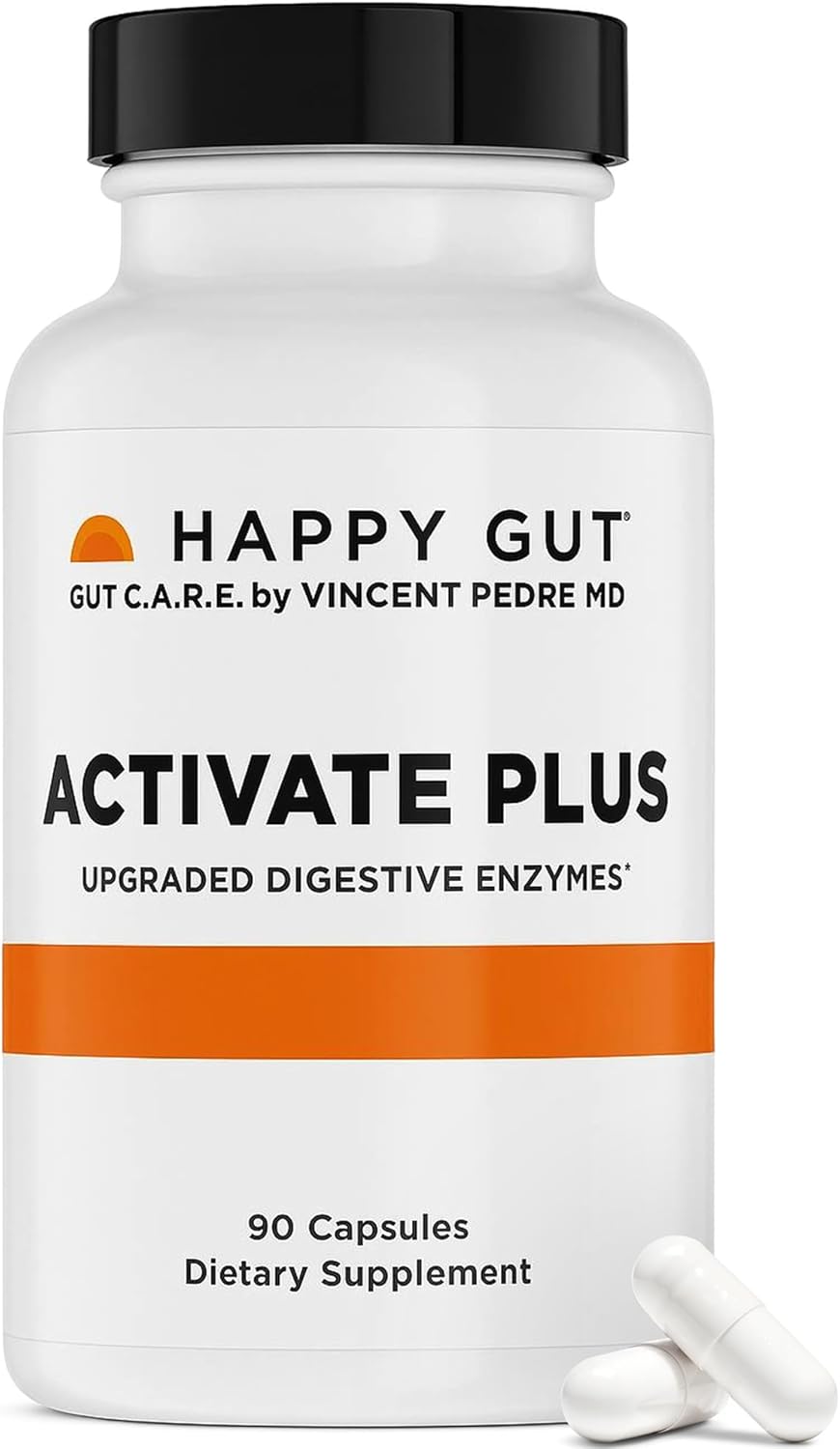 HAPPY GUT Activate Plus – Doctor-Formulated Digestive Enzymes for Women & Men - Supports Digestion, Gut Balance and Energy – 90 Capsules