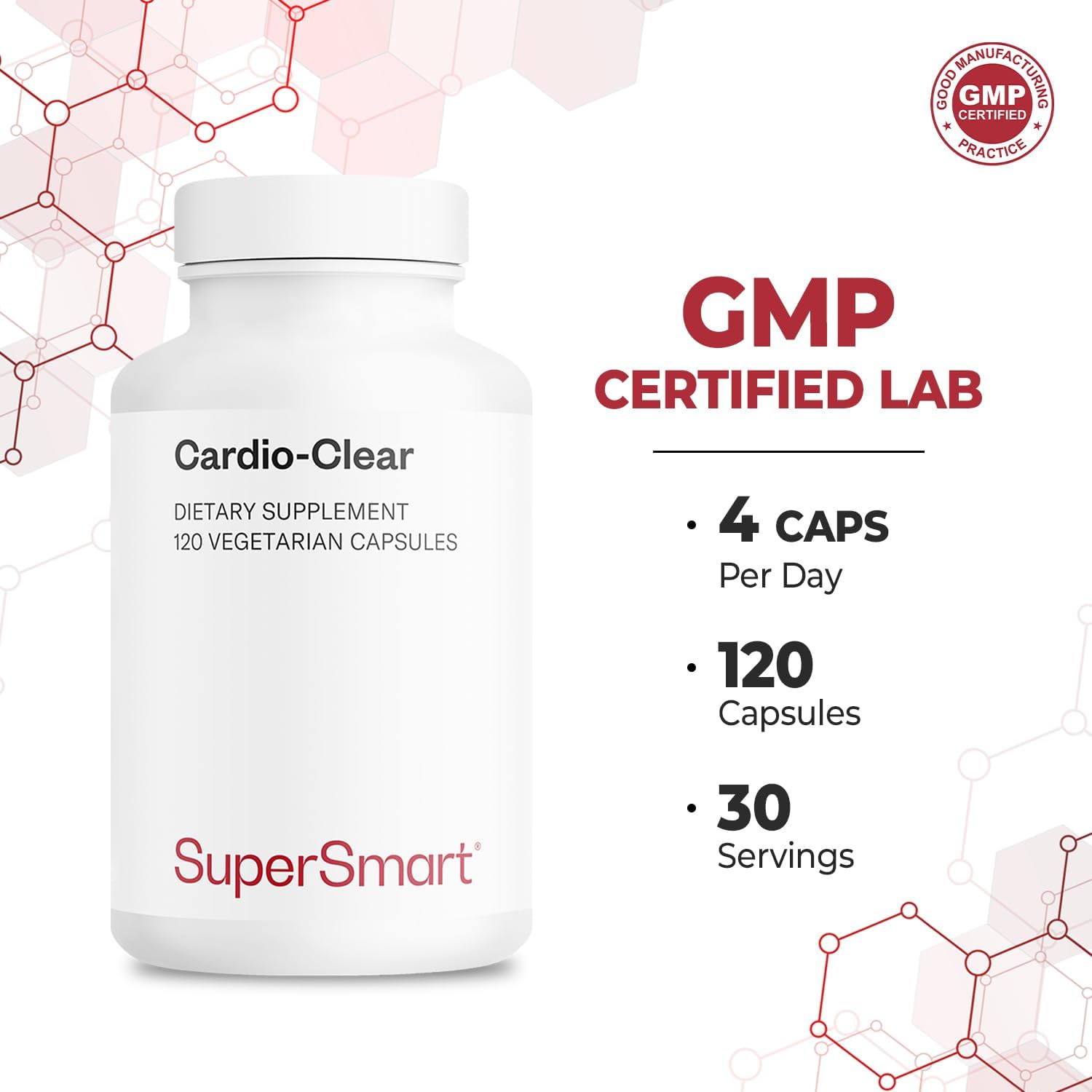 Supersmart - Cardio Clear (Garlic EDTA Supplement) - with Malic Acid, Calcium Disodium EDTA, Magnesium, Bromelain | Non-GMO & Gluten Free - 120 Vegetarian Capsules
