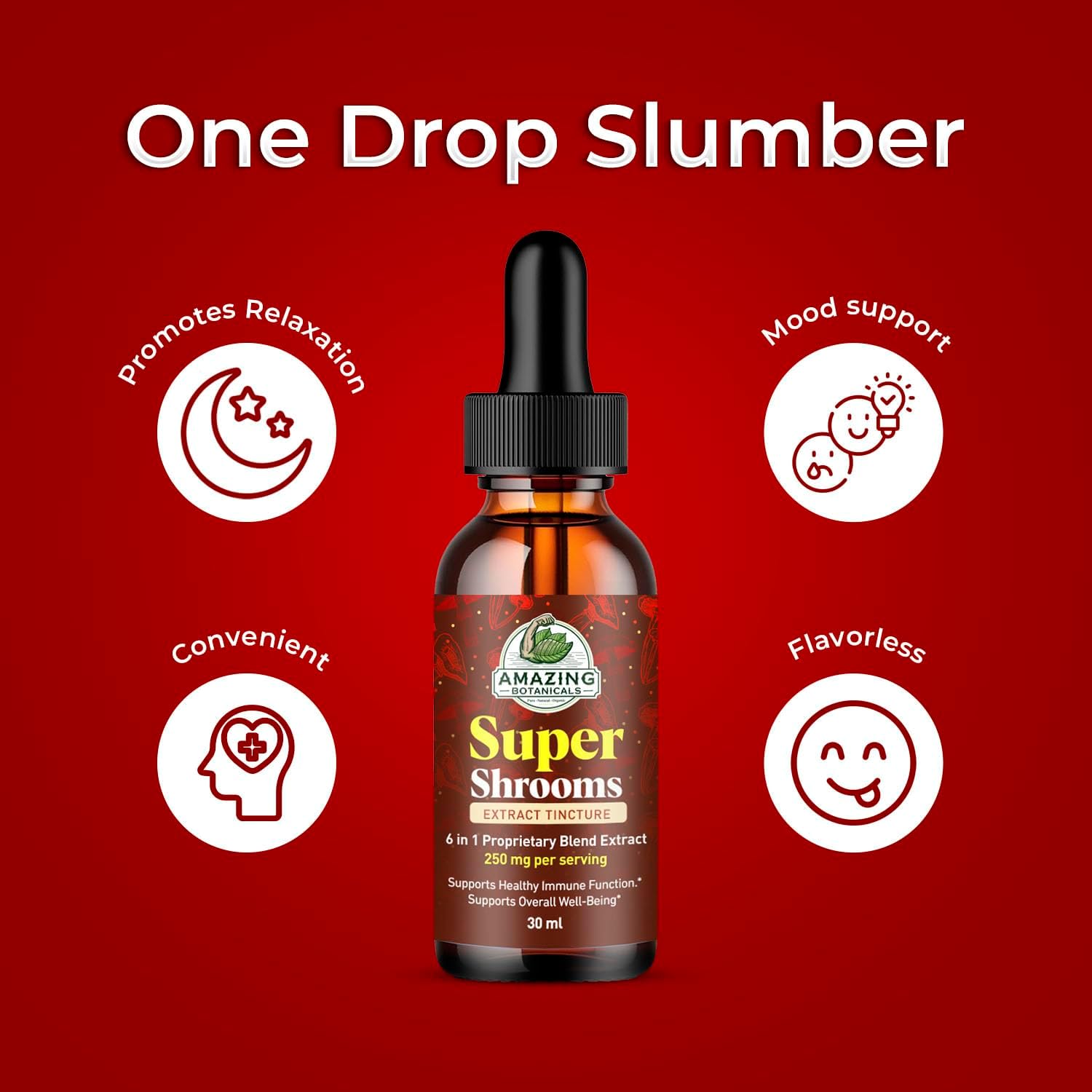 Super Shrooms 6 in 1 Mushroom Wellness Tonic – Chaga, Lion’s Mane, Reishi, Shiitake, Cordyceps, Turkey Tail – Alcohol-Free – Organic Mushroom Liquid Extract Tincture – 250mg per serving