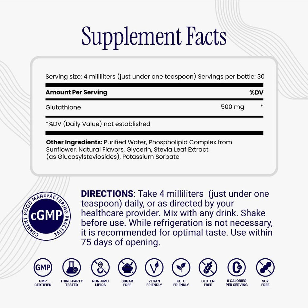 Liposomal Glutathione - Ultra High Absorption Liquid Glutathione Supplement - Supports Natural Detoxification, Immune System, Skin Health, Mental Clarity & Overall Well-Being