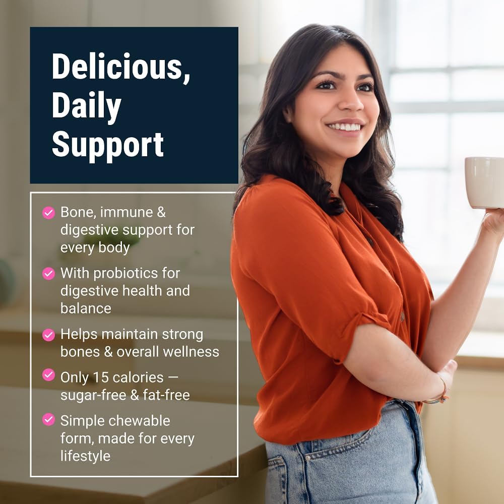 BariatricPal Sugar-Free Calcium Citrate Soft Chews | 500mg with Vitamin D & Probiotics | Caramel Apple | 90 Count (1 Month Supply)