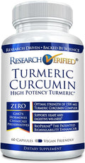 Research Verified Turmeric Curcumin - Lift Mood, Boost Antioxidant Levels, Protect Immune System - BioPerine - 60 Capsules - Made in The USA
