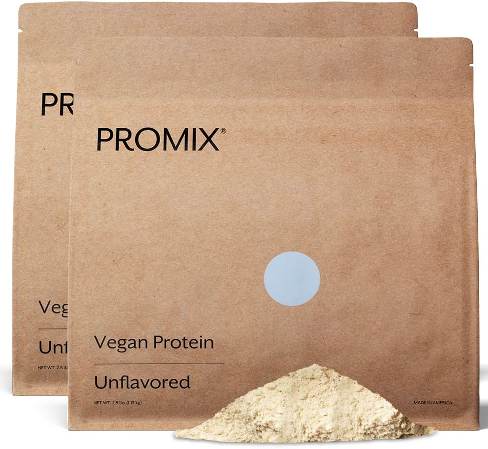 ProMix Nutrition Plant-Based Vegan Protein Powder, Unflavored - Pea Protein & Vitamin B-12 - ­Post Workout Fitness & Nutrition Shakes, Smoothies, Baking & Cooking Recipes - 5 Pound (Pack of 2)