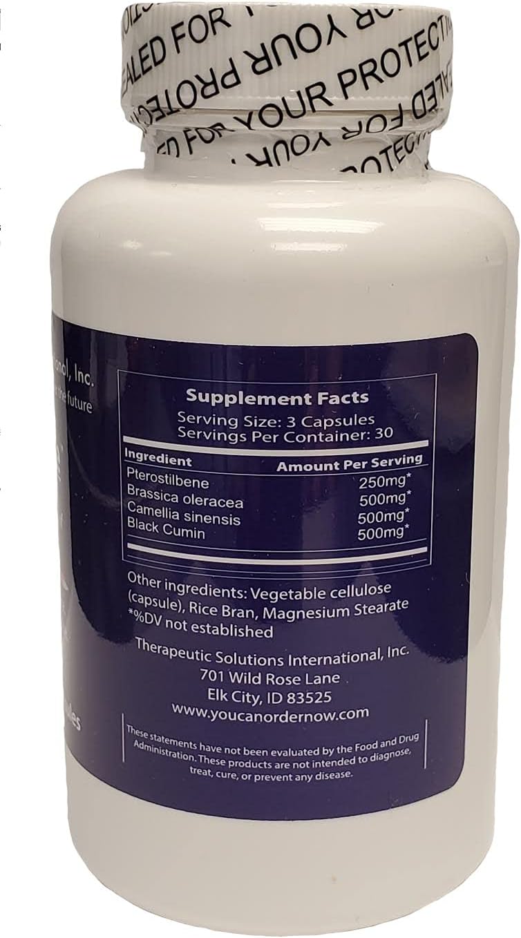 Multi-Patented All Natural Dietary Supplement for Immune Support with a Synergistic Blend of Pterostilbene, Broccoli Sprout Extract, Green Tea Extract, & Nigella Sativa