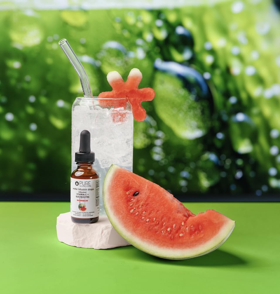 Pure Inventions - Watermelon Water Infusion Drops - Antioxidants, Vitamin C & Electrolytes - Health & Wellness Drink - Immunity Support -Sugar Free, Zero Calorie, No Artificial Sweeteners -30 Servings