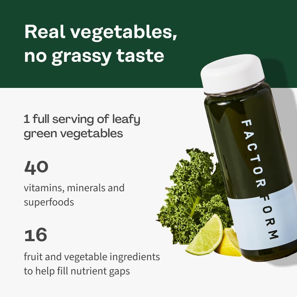 FACTOR FORM Daily Greens Superfood Powder | 5 Functional Blends for Gut Health | Energy & Immunity Support | Prebiotics, Probiotics, Adaptogens| 30 Packets | Citrus Flavor