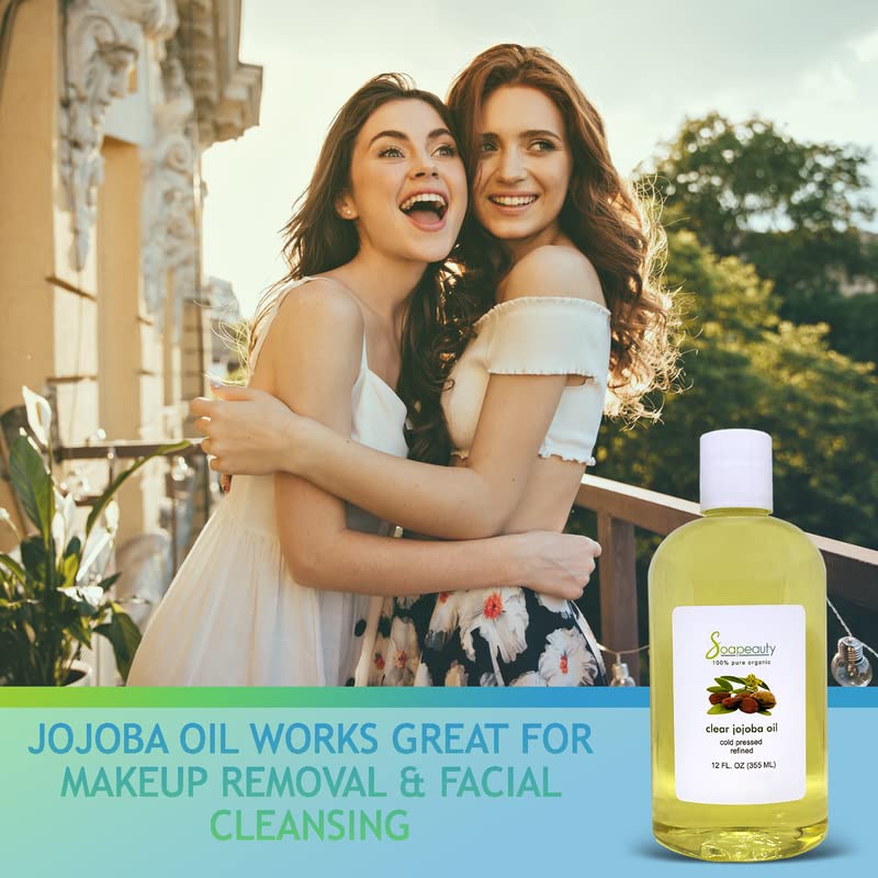 Soapeauty Clear Jojoba Oil | 100% Pure & Natural | Refined, Cold Pressed, Hexane Free | Moisturizing Oil for Skin, Face, Hair & Nails | 16 fl oz