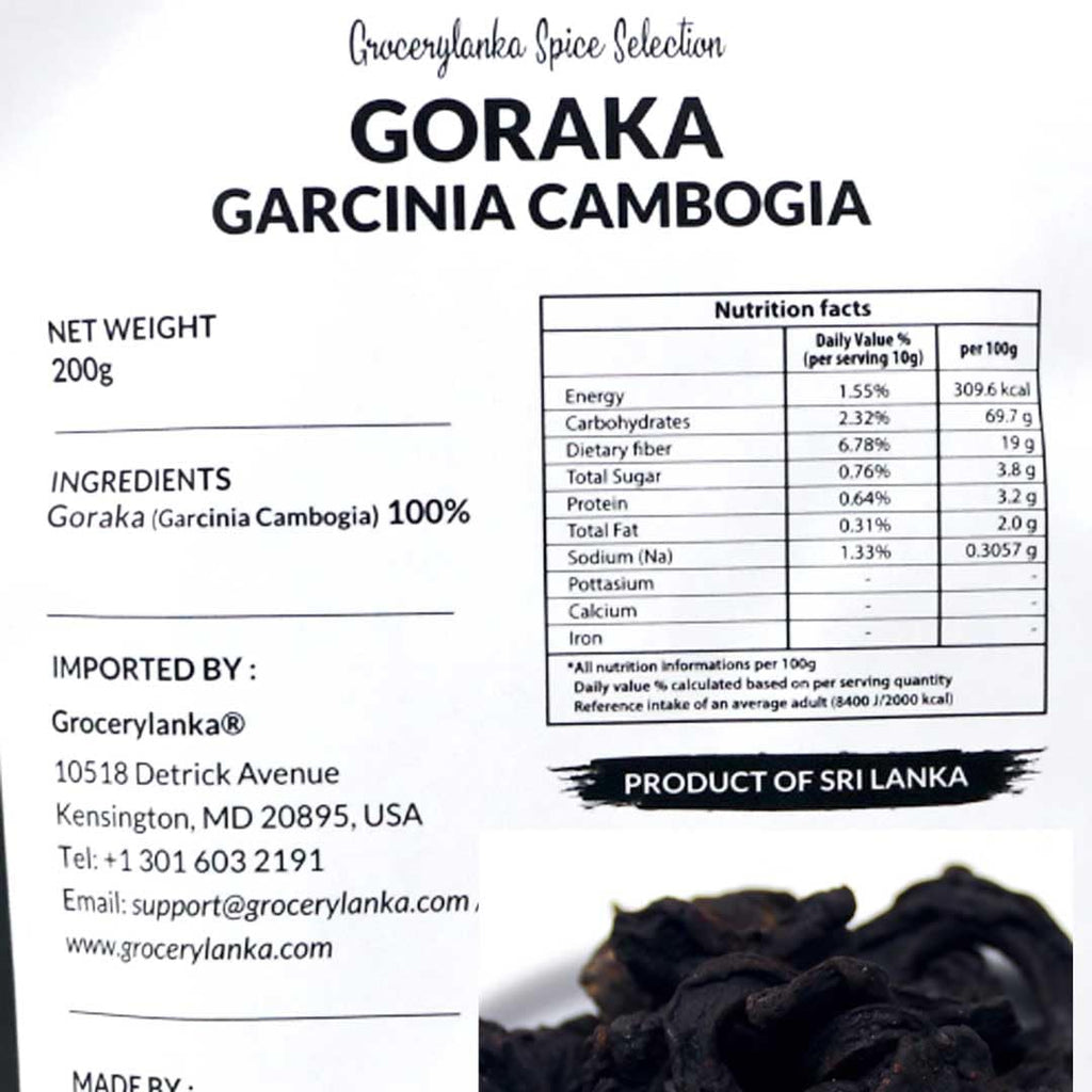 Goraka 200g (7oz), Dried Garcinia Cambogia, Natural Food Souring Agent | Malabar Tamarind | Kudampuli
