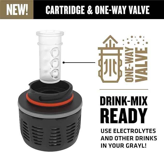 GRAYL GeoPress One-Way Drink Mix Valve - for Electolytes, Mixes, and Flavored Drinks