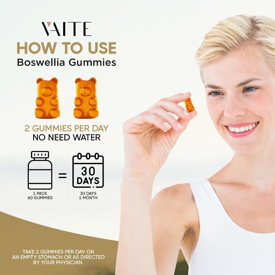 VAITE Boswellia Serrata Extract Gummies 1200mg – Joint Support Supplement with Indian Frankincense, Boswellic Acid, and Botanical Resin Extract, Vegetarian for Women and Men, Non-GMO, Gluten-Free