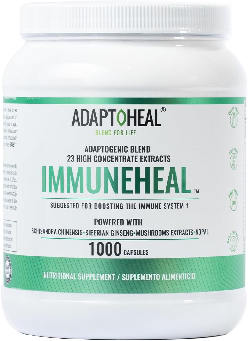 Immuneheal – Adaptogen, Immune System Booster Supplement with Schisandra Chinensis, Ginseng and Mushroom Extract (10000 Capsules)