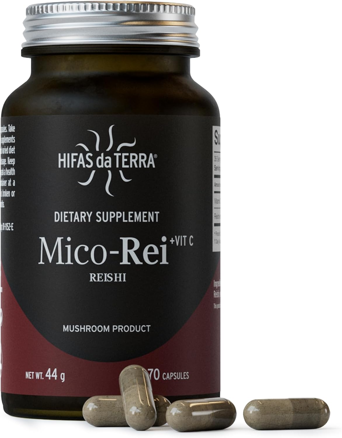HIFAS DA TERRA Mico-Rei - Organic Reishi Mushroom Extract Powder Capsules, Nootropic Supplements for Women & Men, Red Reishi Adaptogen Pills for Energy & Immune Support for Women & Men - 70 Capsules