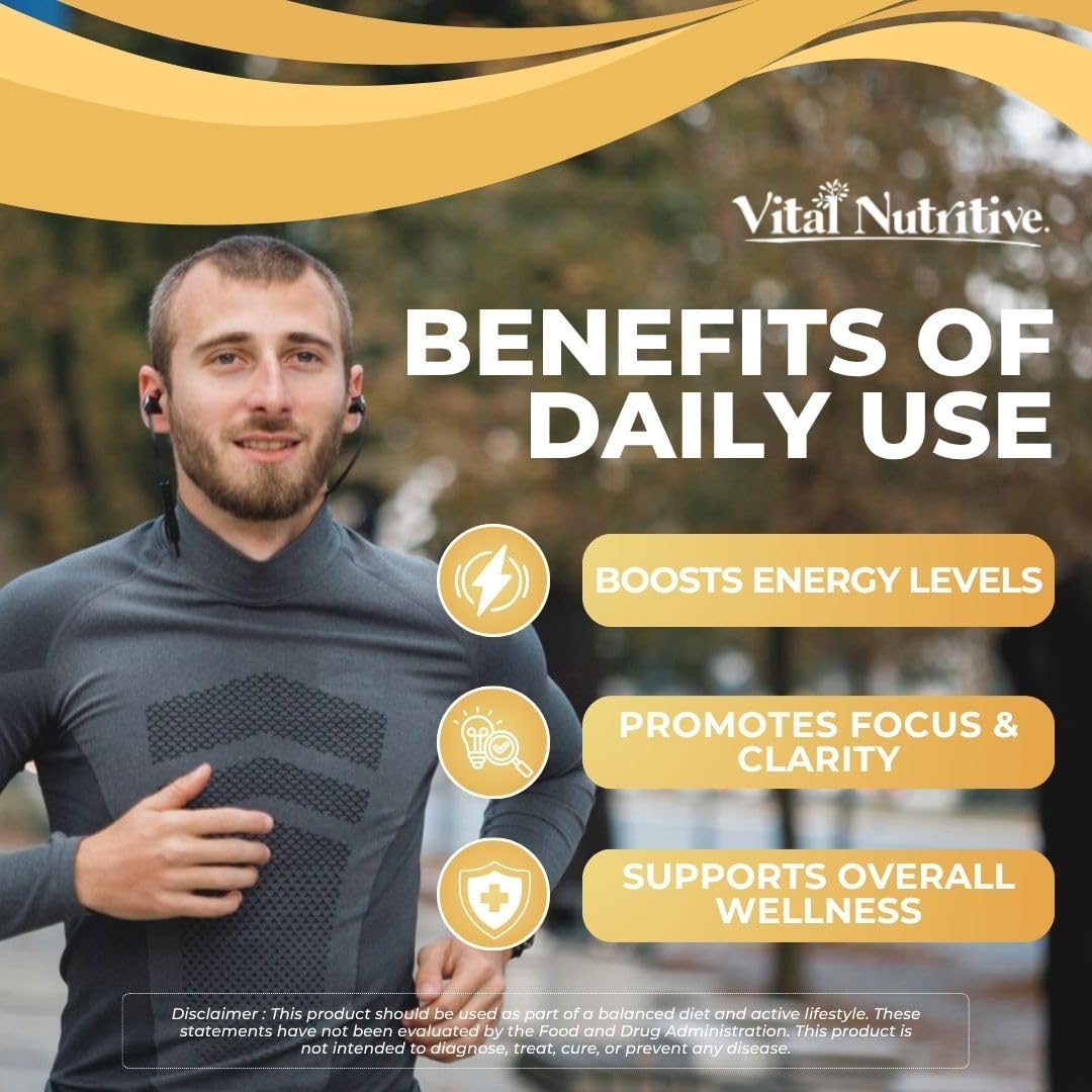Vital Nitric Oxide Supplements for Men - Workout Booster Supplement for Men - Nitrous Oxide Boost Blood Flow, Blood Pressure, Energy & Workout Performance with L Arginine L Citruline-30 Days Supply