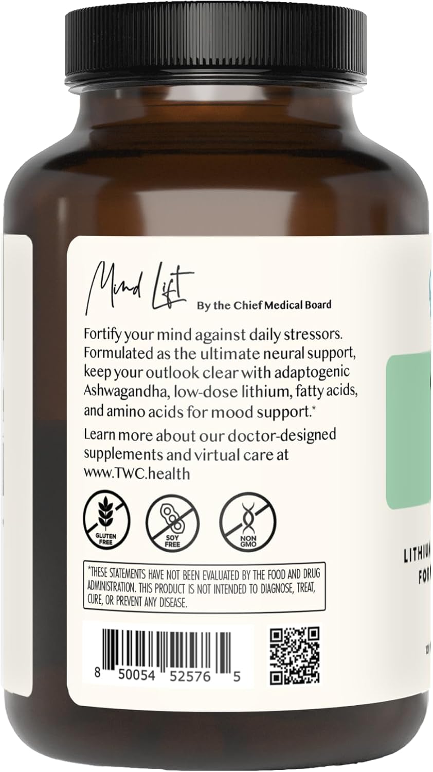 Mind Lift - Mood Boost, Mental Focus, Cognitive Defense - Lithium, GABA, DHA L-Phenylalanine | 120ct (2 Month Supply)