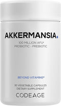 Codeage Akkermansia Synbiotic Supplement - 100 Million AFU Akkermansia Probiotic & Chicory Inulin Prebiotic - Chicory Root - 1 Capsule Per Serving - Non-GMO, Gluten-Free - 30 Capsules