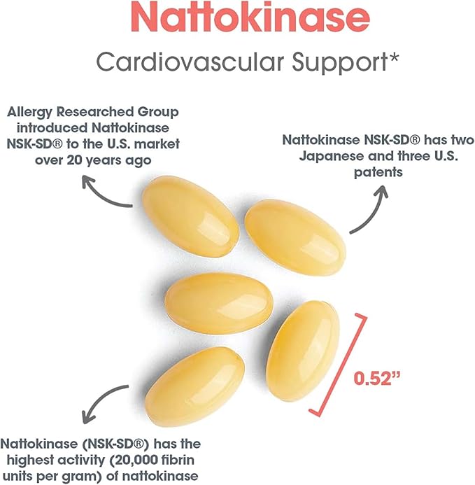 Allergy Research Group Nattokinase 2000 FU / 100mg - Nattokinase Supplement for Women and Men, Natural Enzyme Support for Heart and Blood Health - 180 Softgels