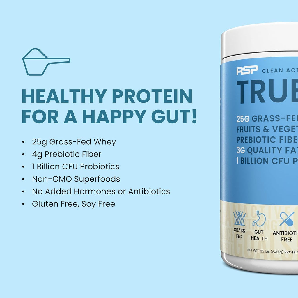 TrueFit Gut Healthy Protein Powder, Grass-Fed Whey Meal Replacement Shake with Prebiotics, Probiotics, & Organic Superfoods, Keto Friendly, Gluten Free (Packaging May Vary) 40 Servings