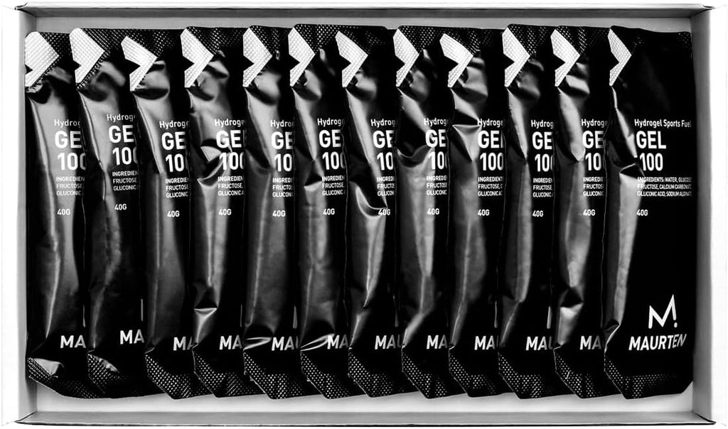 MAURTEN Gel 100 Energy Gel - 12-Pack of 40g - 25g Carbohydrates per Serving - Stomach-Friendly Patented hydrogel Technology for Cycling and Running - Natural & Free of Color or preservatives
