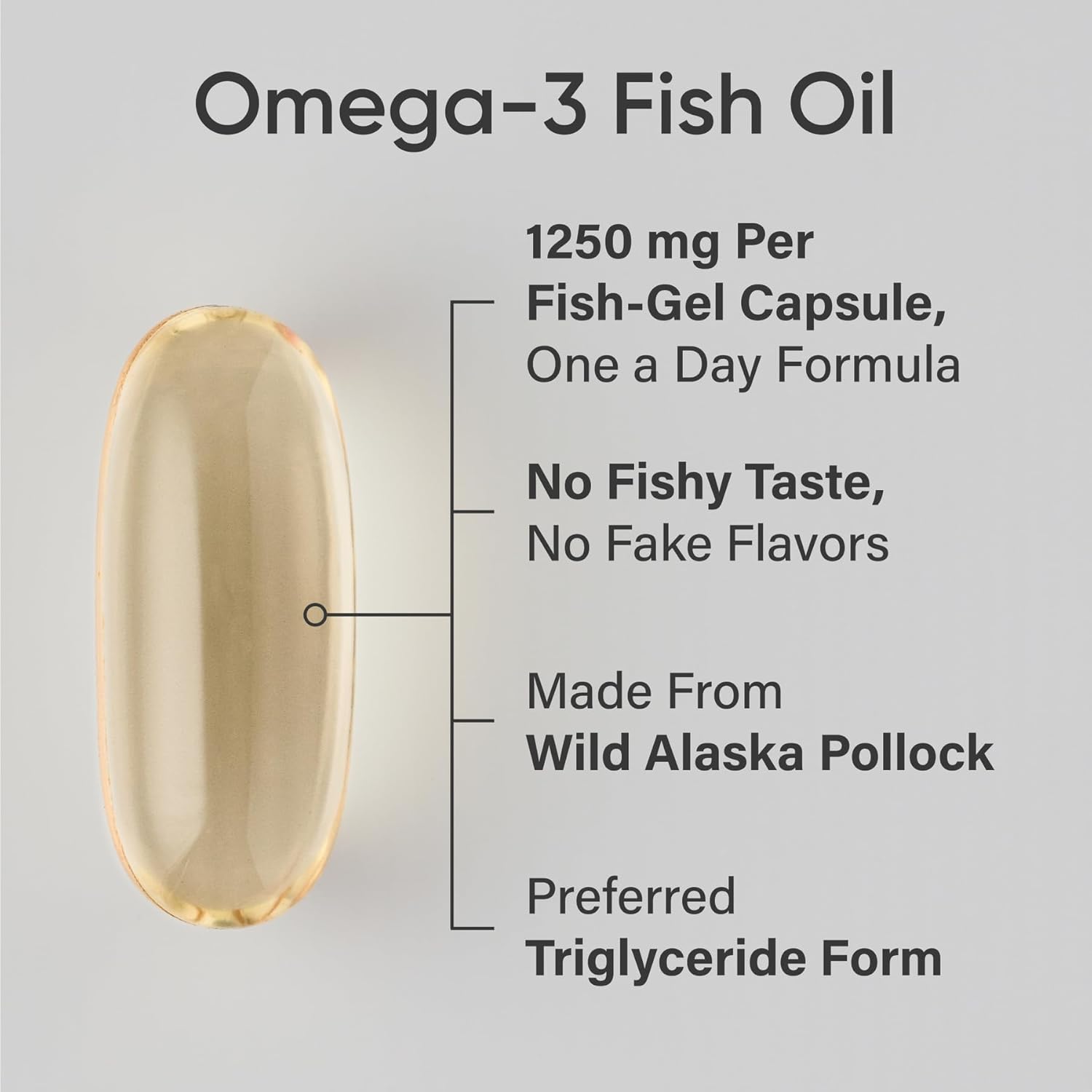 Sports Research Triple Strength Omega 3 Fish Oil Supplement - EPA & DHA Fatty Acids from Wild Alaskan Pollock - Heart, Brain & Immune Support for Adults, Men & Women - 1250 mg Capsules (30 ct)