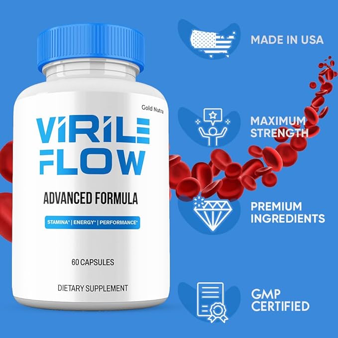 Virile Flow Capsules, Maximum Strength All-Natural Supplement for Men, Official VirileFlow Advanced Premium Formula Vitamin Pills (2 Pack)