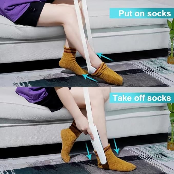 Sock Aid, Sock Helpers to Put on Your Socks for Seniors, Disabled, Pregnancy, Assist Device for Elderly, Tool Aide Puller Easy on and Off with No Bending(Blue)