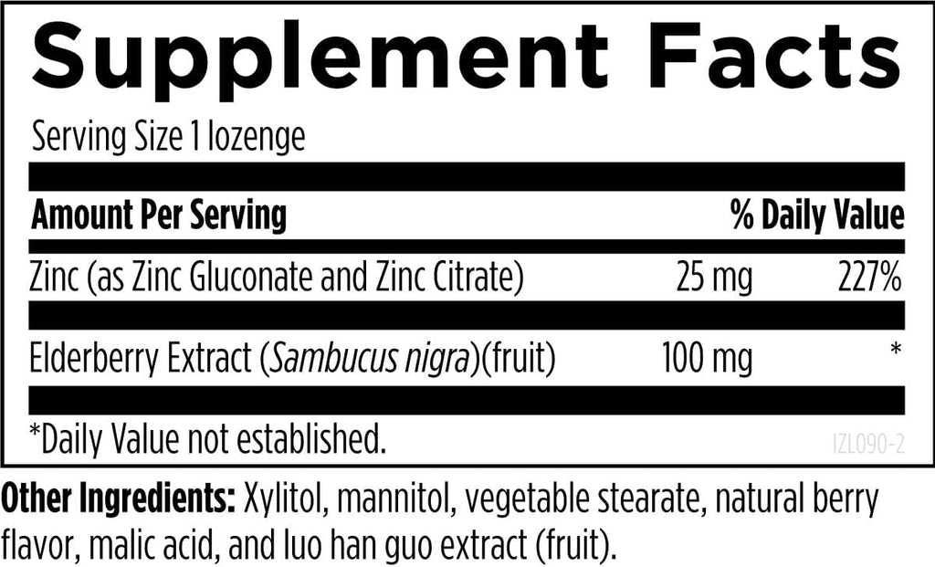 Designs for Health Immuno-Zn Lozenge - 25mg Zinc + Elderberry Quick Dissolve Tablets, Immune Support Supplement - Non-GMO Delicious Natural Berry Flavor (90 Lozenges)