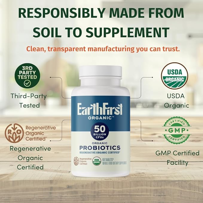 Probiotic 50B CFU with Beef Liver – Regenerative Organic Certified Daily Gut Health Supplement – Supports Digestion, Immune & Emotional Wellness – 60 Tablets