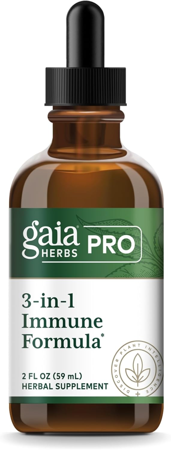 Gaia Herbs Pro 3-in-1 Immune Formula - Immune System Support Supplement* - Liquid Supplement with Astragalus Root & Schisandra Berry - 2 fl oz (44 Servings)