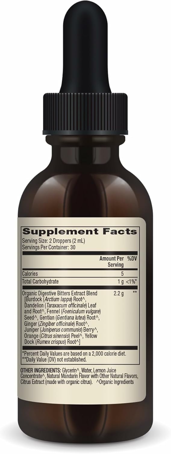 Dr. Mercola Organic Digestive Bitters Liquid Drops - Digestive Health Support - Alcohol-Free Formula - Features Burdock Root, Dandelion Leaf, Fennel Seed & More - 2 fl. oz. (30 Servings), 3 Pack