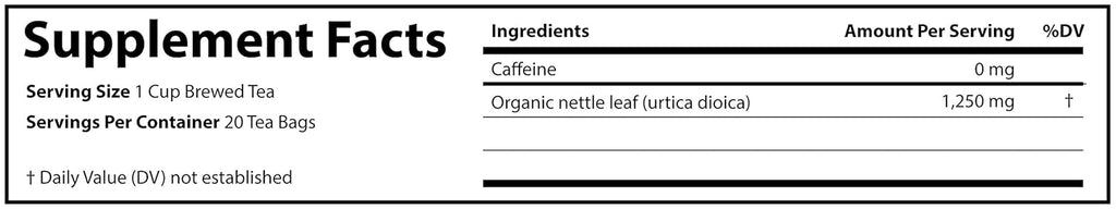 FGO Organic Nettle Leaf Herbal Tea, 20 Count, Eco-Conscious Tea Bags, Caffeine Free, Resealable Bag, Packaging May Vary (Pack of 1)
