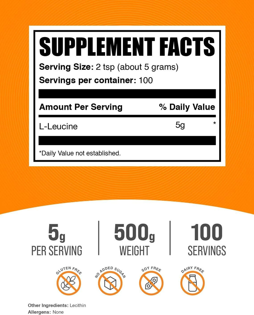 BulkSupplements.com L-Leucine Powder - Leucine Supplements, BCAA Supplements - Amino Acid Powder, Unflavored, 5g per Serving, 500g (1.1 lbs) (Pack of 1)