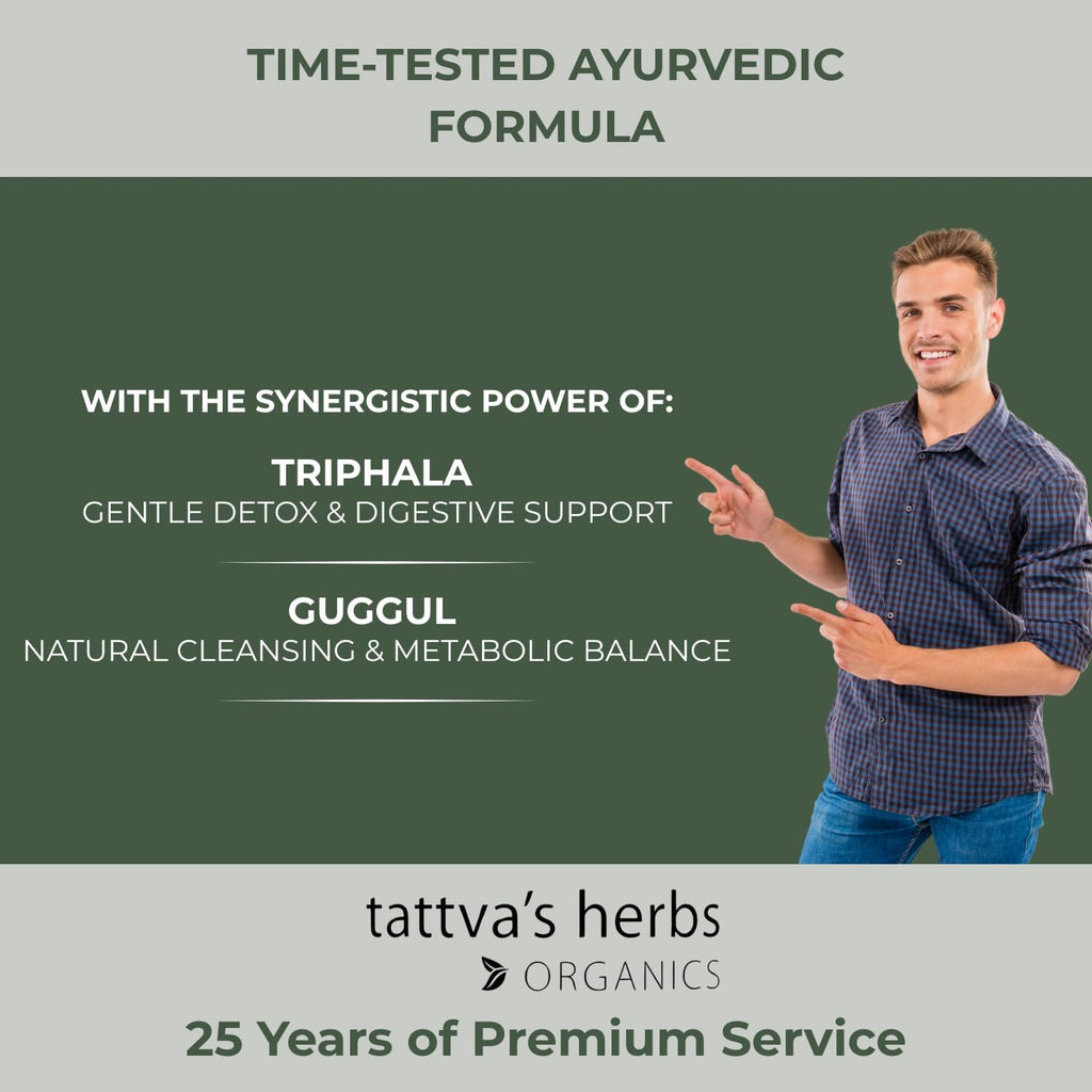 Triphala Guggul Herbal Supplement, Ayurveda Herbal Supplements, Digestive Health and Support, Organic Triphala Capsules, 120 Count, 25 Years of Premium Service