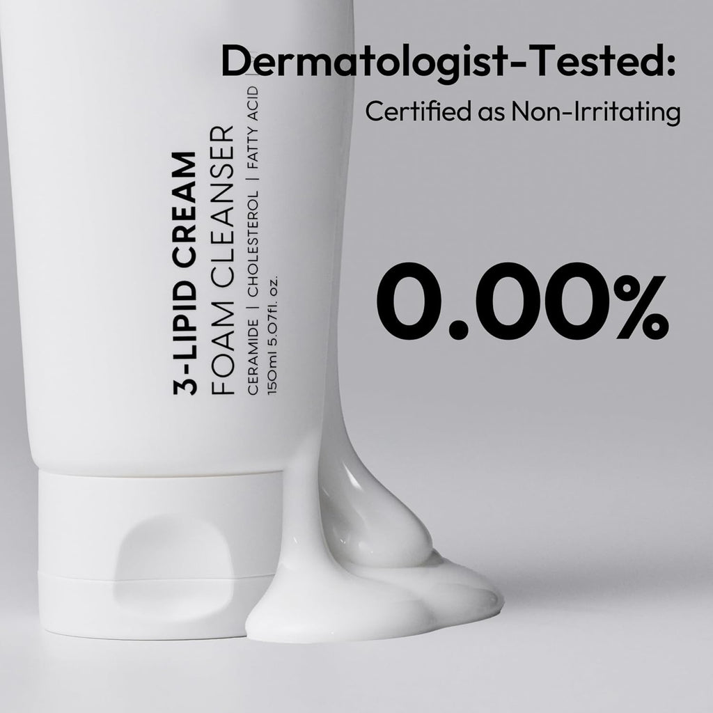 LAYERLAB Korean Face Wash with 5 Ceramides | Hydrating Low pH Cream Foam Cleanser for Sensitive Skin | Helps Support Moisture Barrier, Non-Drying, For All Skin Types 150ml 5.07 fl oz (White)