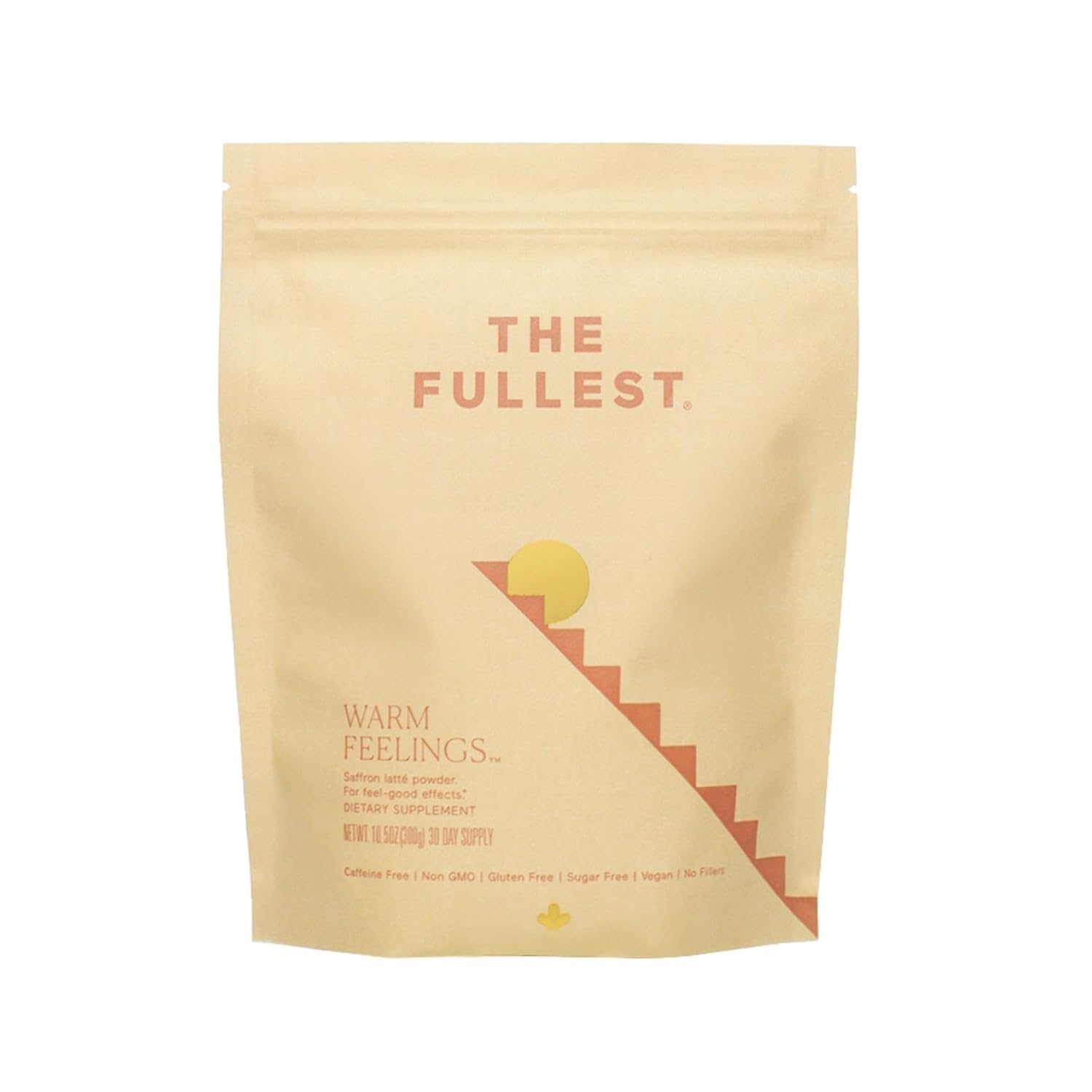 THE FULLEST - Warm Feelings 30-Day Supply Saffron Latte Bag - Saffron, Cardamom, and Coconut Milk Based Wellness Powder for Mood and Sleep Support, Sugar-Free, Vegan, and Gluten-Free, 30 Servings